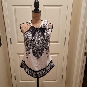 NWT WOMAN'S halter top with bow as tie on one shoulder 100% polyester